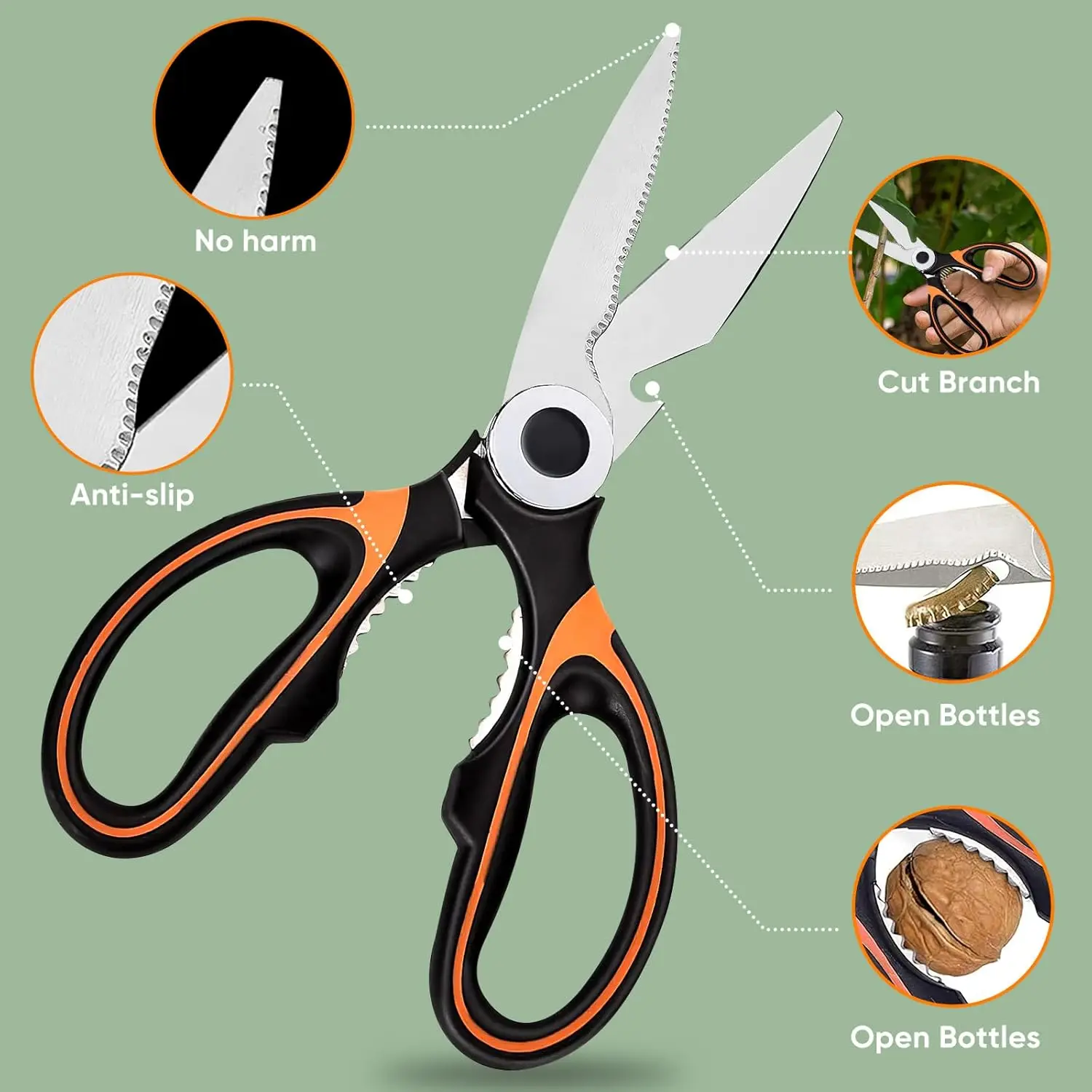 Garden Flower Scissors, Multi-functional Pruning Gardening Scissors Floral Shears, Strong Pruner for for Flowers, Fruit,Branches