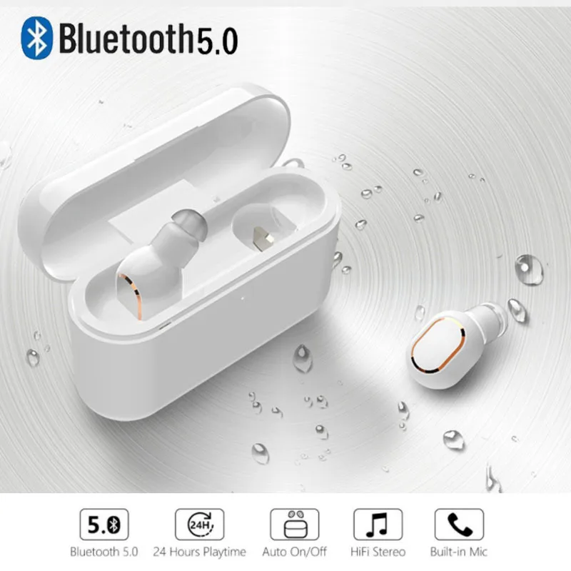 

New K02 Bluetooth Headphones TWS 5.0 Wireless Invisible Mini Band 1200mA Charging Case Headphones