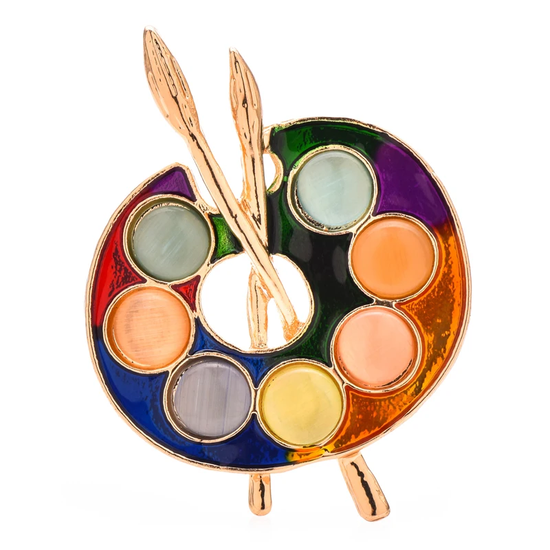 Wuli&baby Opal Painting Color Palette Brooches For Women Unisex 2-color Beautiful Drawing Set Party Casual Brooch Pins Gifts