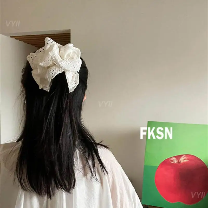 French Hair Rope Soft Not Easy To Open The Line Hollow Out Hair Cord Not Tight Large Intestine Hair Ring Simple All-match Lace