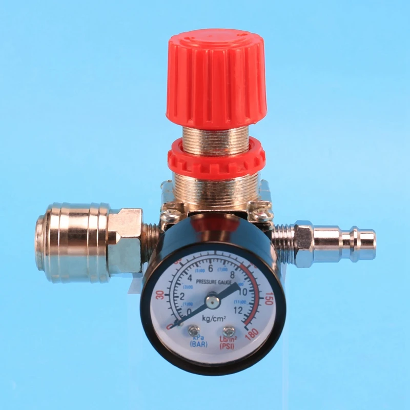 1/4Inch Pressure Regulator Air Compressor Pressure Regulator Reduction Valve 3 Holes Control Valve 12 Bar Connection