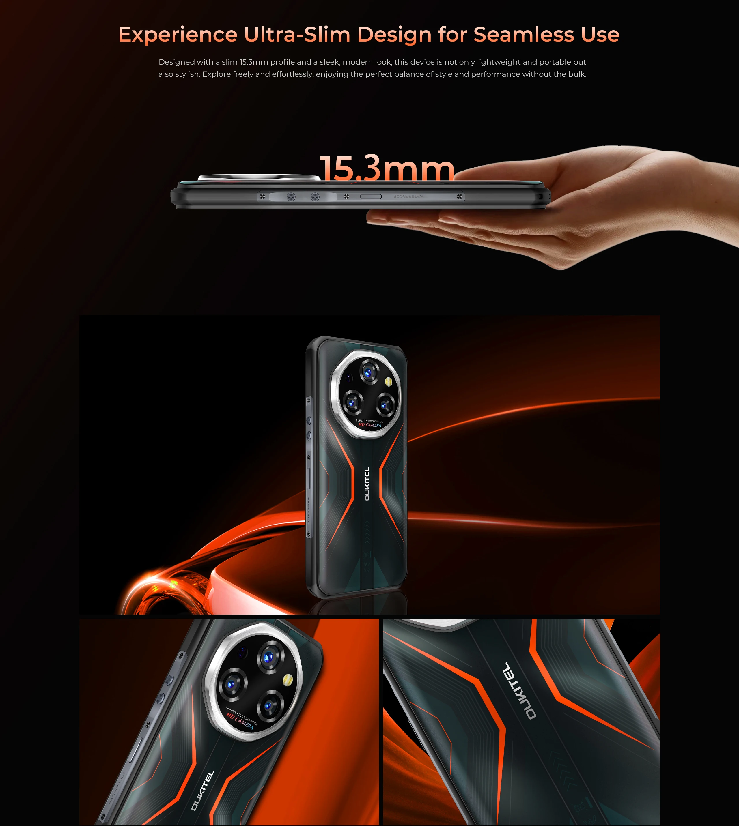 OUKITEL WP55 Pro Rugged Phone 11000mAh Battery 128dB Loudspeaker Android IP68 IP69K Waterproof 48GB RAM 512GB ROM Camping Light