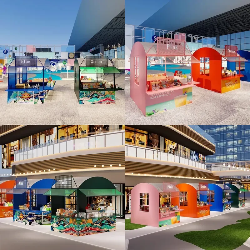 For Outdoor Wrought Iron Mobile Market Booth Square Activity Flower Stand Promotion Table Night Market Stall Factory Direct