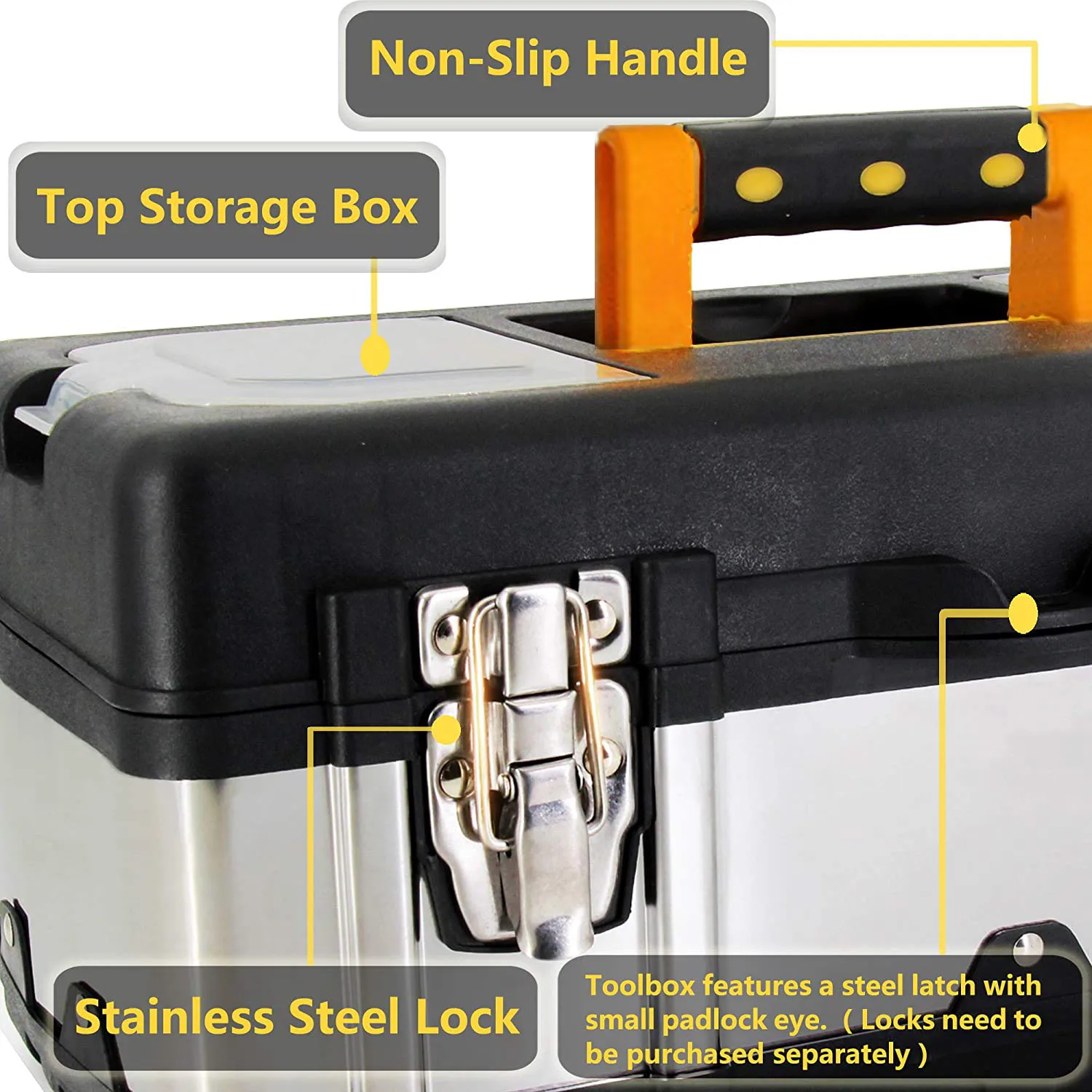 14/17in Tool Box Double Layer Hardware Storage ToolBox Stainless steel Tool box Metal Suitcase for Tools Portable Tool Organizer