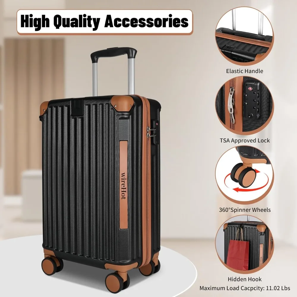 Vintage Style 20 Inch ABS+PC Hardshell Carry-On Luggage Set with Backpack for Men, Airline Approved Small Suitcase Travel Gear