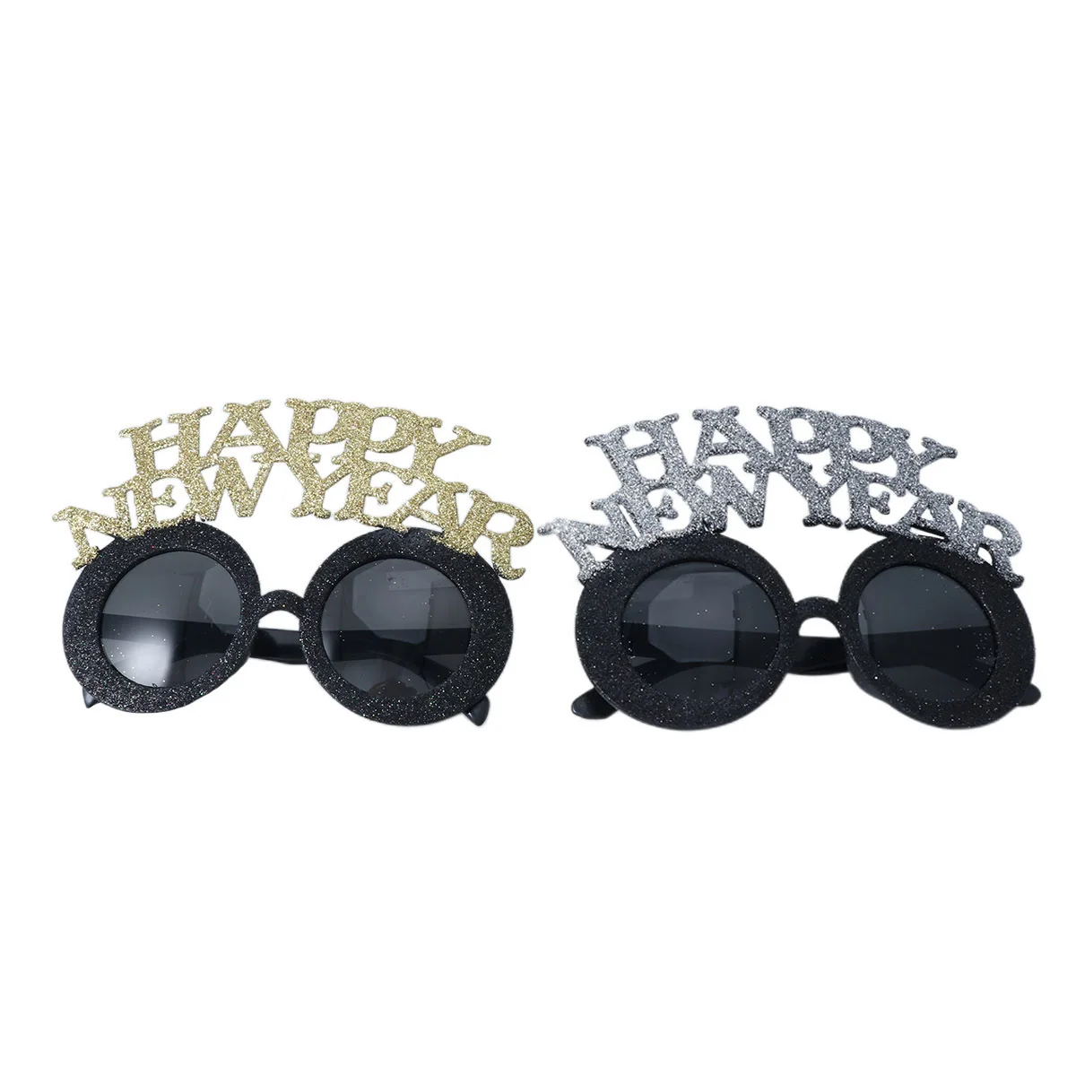 

2Pcs Happy New Year Glasses Funny Party Prop Gold Silver Photo Booth Celebration Accessories Festival Supplies Eyewear
