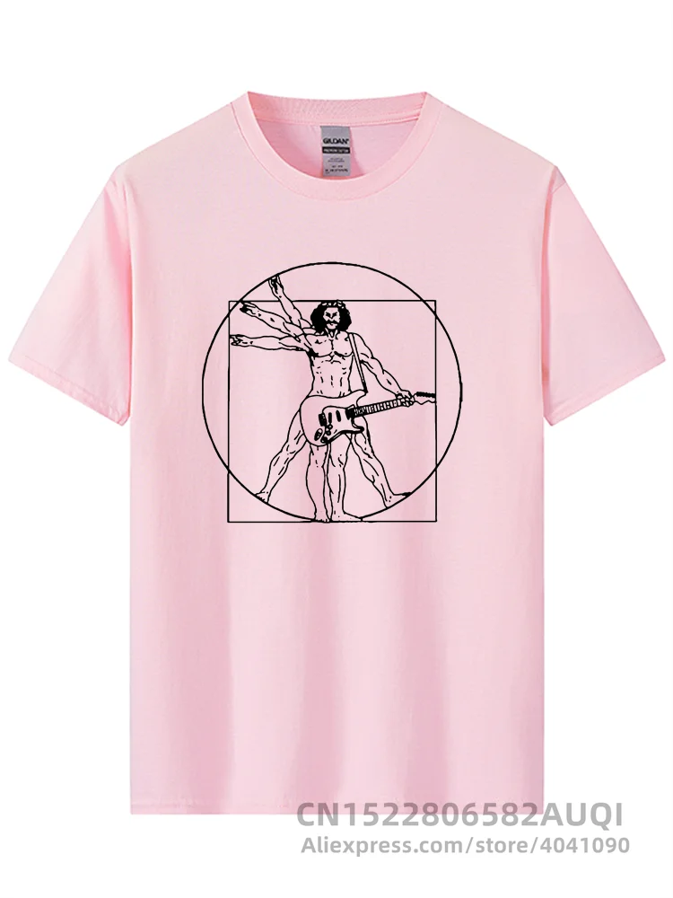 Da Vinci guitar funny T-Shirt men Vitruvian Man rock band Vintage Graphic Music Novelty streetwear t shirt men homme men clothes