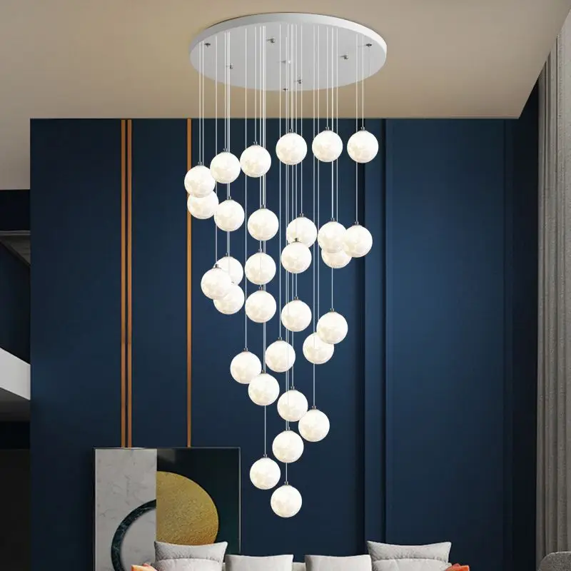 Modern Originality Personality Lunar Rotation Pendant Lamp for Staircase Hotel Loft Chandelier Indoor Lighting Hanging Fixture