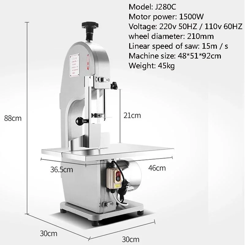 Portable Electric Fish Cow Steak Frozen Table Band Saw Bone Saw Machine For Beef Commercial Frozen Meat Cutter Machine