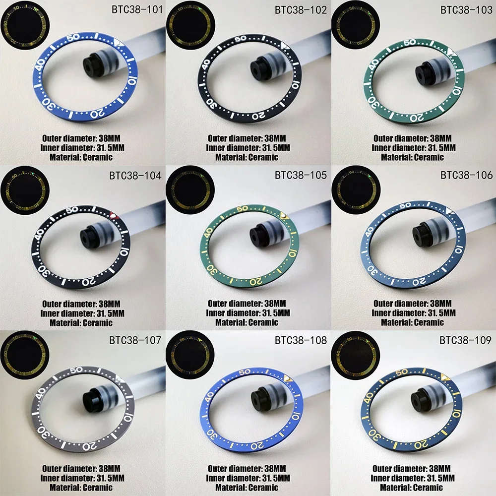 38mm * 31,5mm Uhr Lünette Alle Leuchtende Flache Lünette Leuchtende Perle Uhr Lünette Einsatz Ring Hohe qualität Keramik Lünette Für 40mm Fall