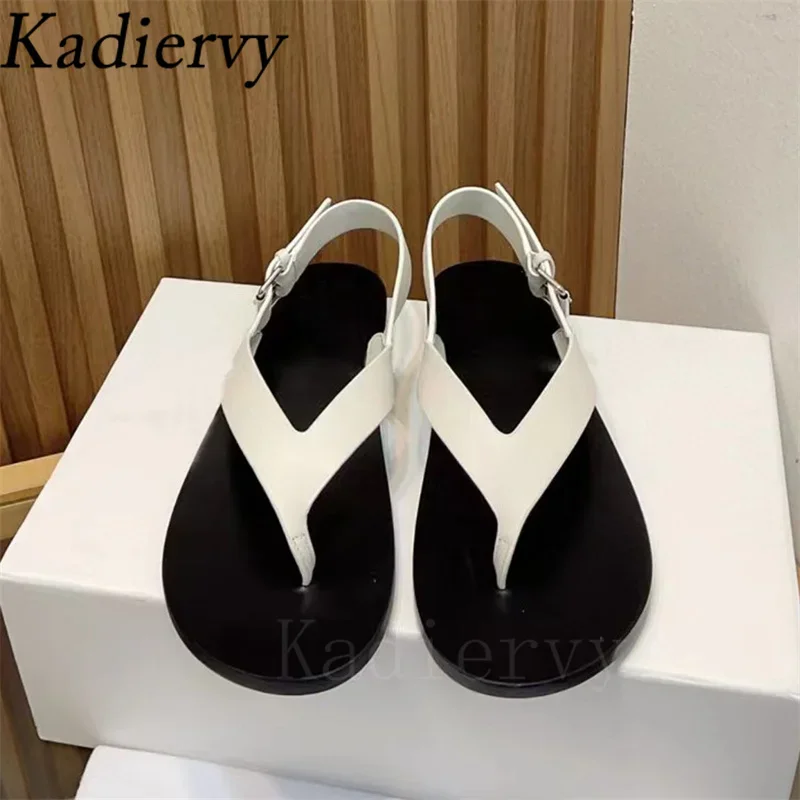 Summer Sandals Woman Flip-Flops Genuine Leather Comfort Roman Sandals Casual Holiday Beach Shoes Female Flat Sandals Women