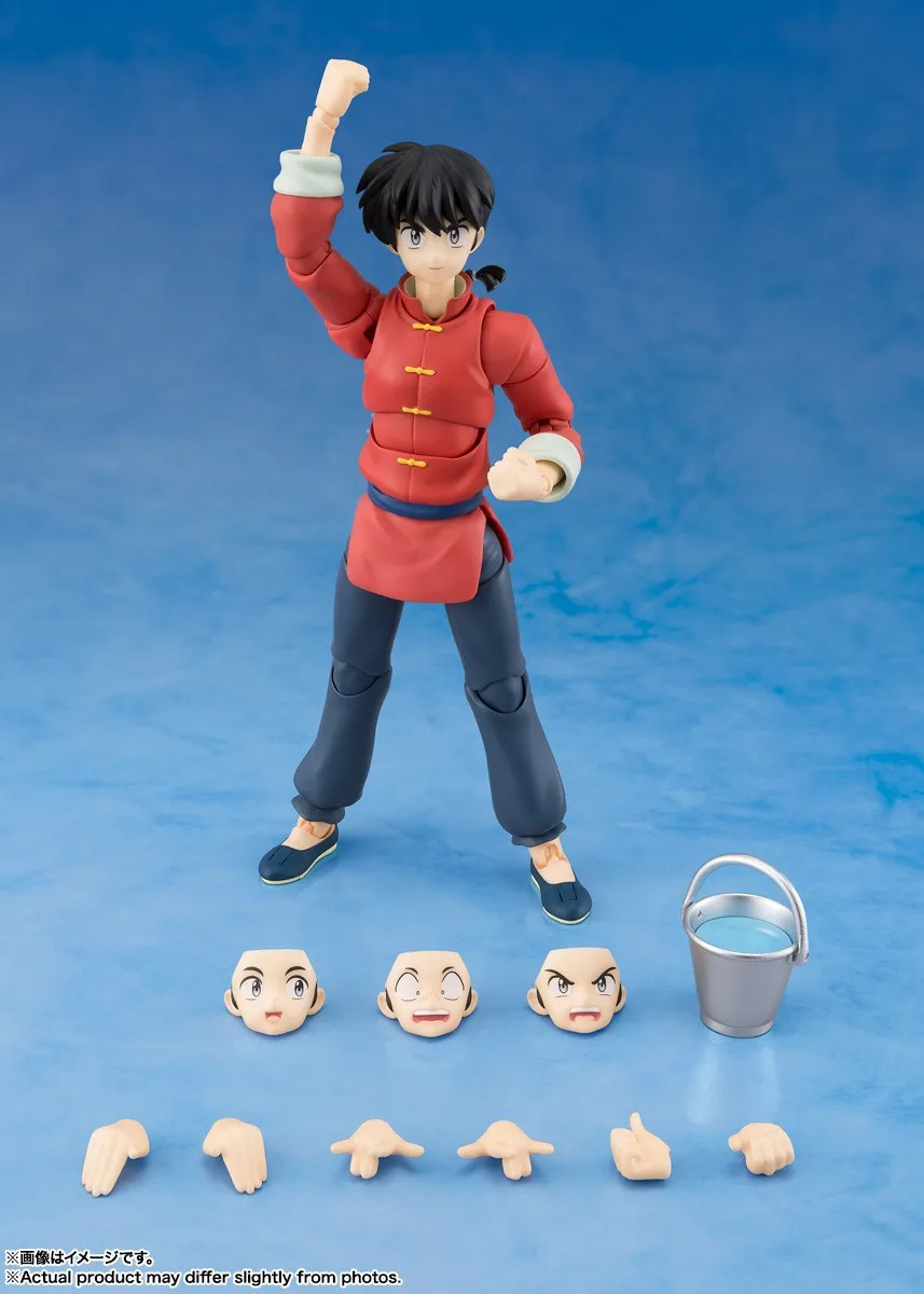Original BANDAI S.H.Figuarts Saotome Ranma Shampoo Action Figure Toys PVC Model Collection Anime Ranma Nibun-no-Ichi Figurine
