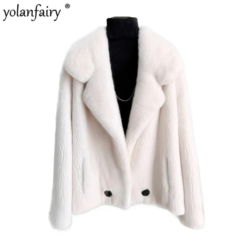 

2023 Winter New Whole Mink Fur Coat Women's Clothing Female Elegant Short Velvet Simple Real Mink Fur Jacket Women Coats FCY5487