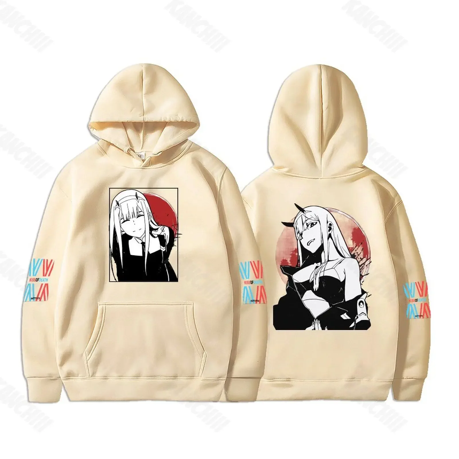 Hot Anime DARLING in the FRANXX Men Women Hoodies Zero Two Graphic Print Hooded Plus Size Sweatshirt Harajuku Unisex Pullover