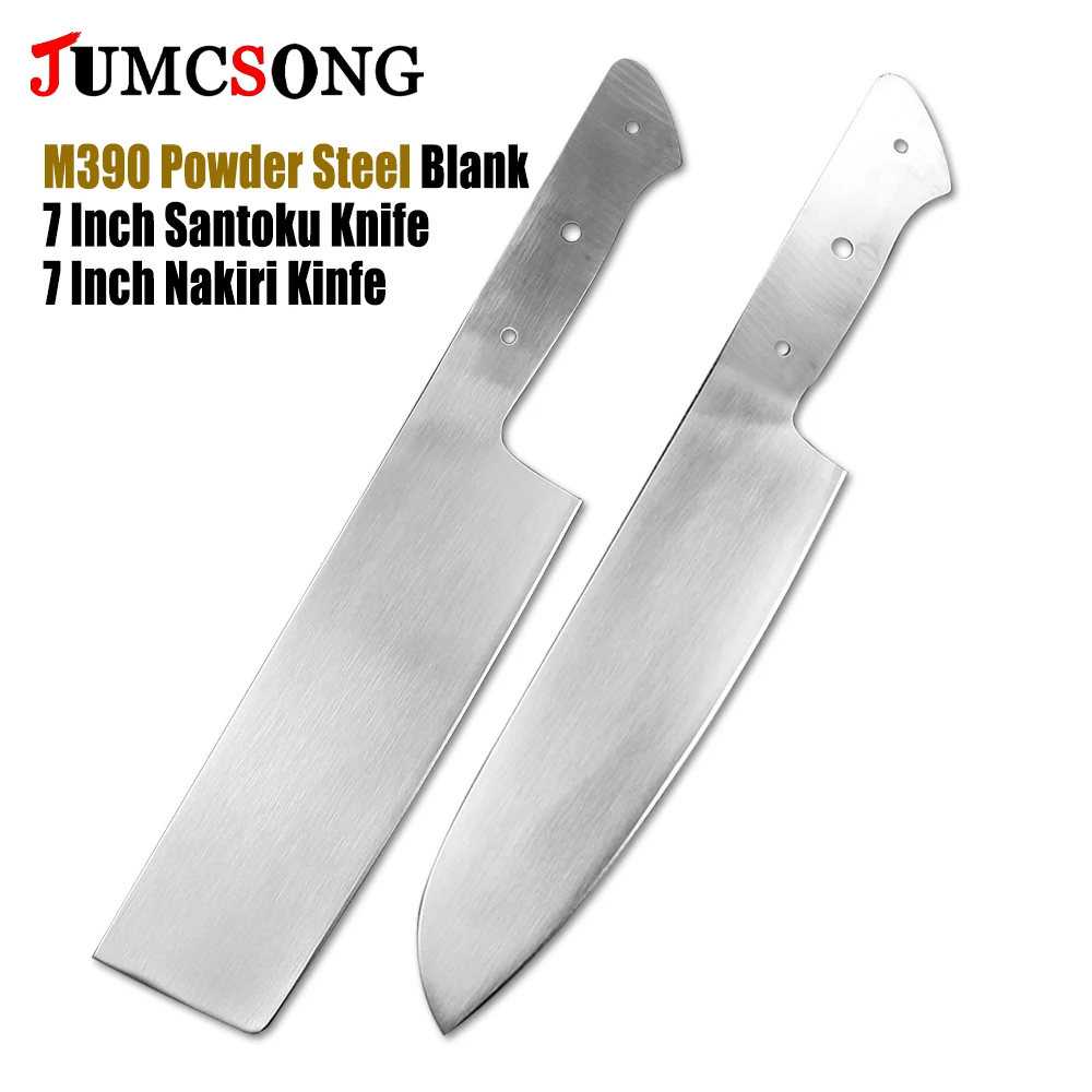 Overall M390 Powder Steel Blade Super Sharp DIY 7 Inch Santoku Nakiri Knife Handle Blade Blank