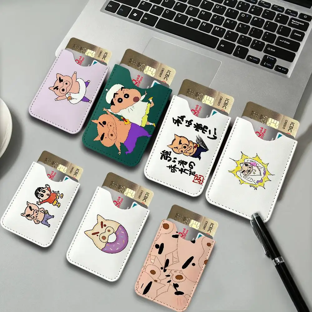 Étui de protection en cuir imprimé motif dessin animé Buriburizaemon, créatif, portable, pour cartes de crédit, motif lettres, pour affaires