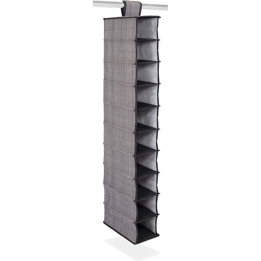 

10 Tier Hanging Shoe Organizer Narrow Shelf Closet Shoe Rack Footwear Storage Grey