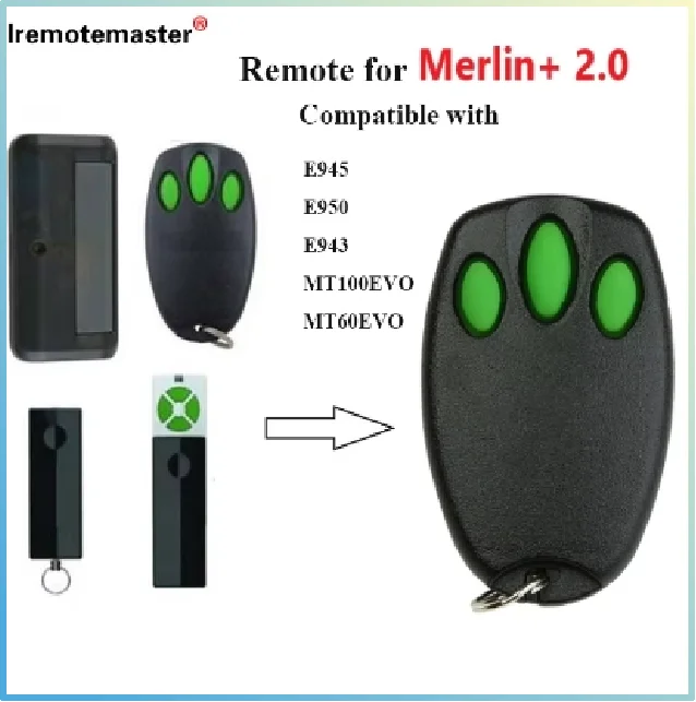 Garage Door Handheld Transmitter for Merlin+2.0 E945 E960 Remote 433.92MHz