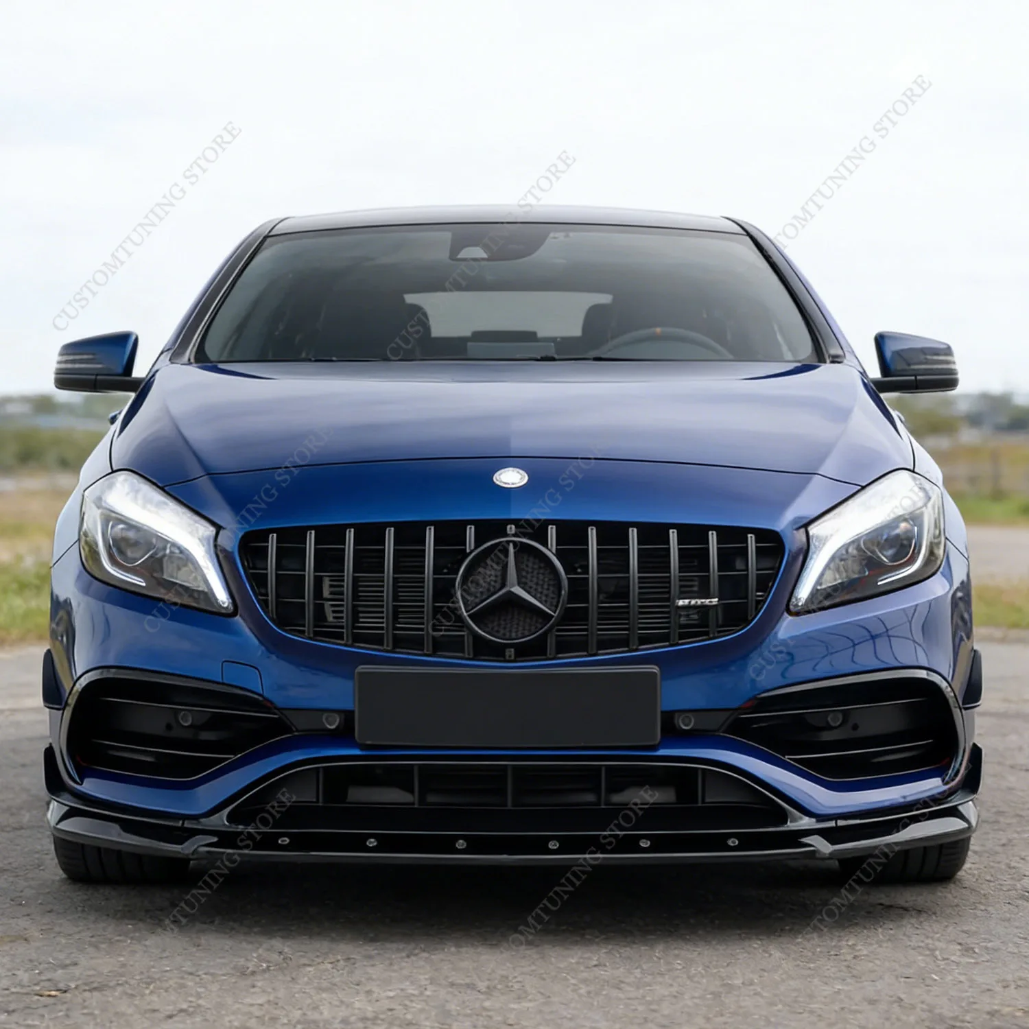 

Глянцевый черный спойлер-диффузор для переднего бампера Mercedes W176 A45 AMG Aero 2015-2018, тюнинг-комплект для рестайлинга кузова.