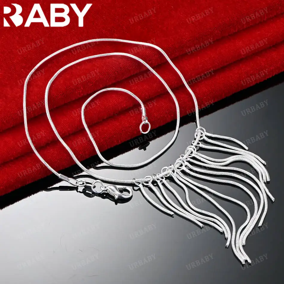 

URBABY 925 Sterling Silver 45cm Tassel Chain Necklace For Women Creativity Gifts Street All-match Party And Daily Wear