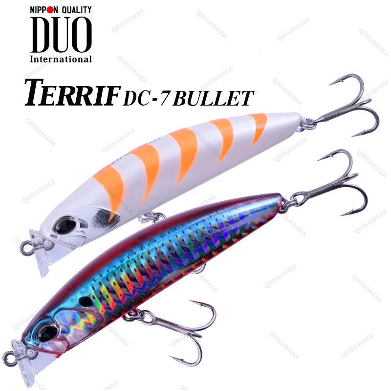 Japan DUO TERRIF DC-7 BULLET 75mm10.2g Slow Floating Rattle Minnow TROUT BASS Lure Fishing Saltwater Tungsten Twitch Jerk Cast