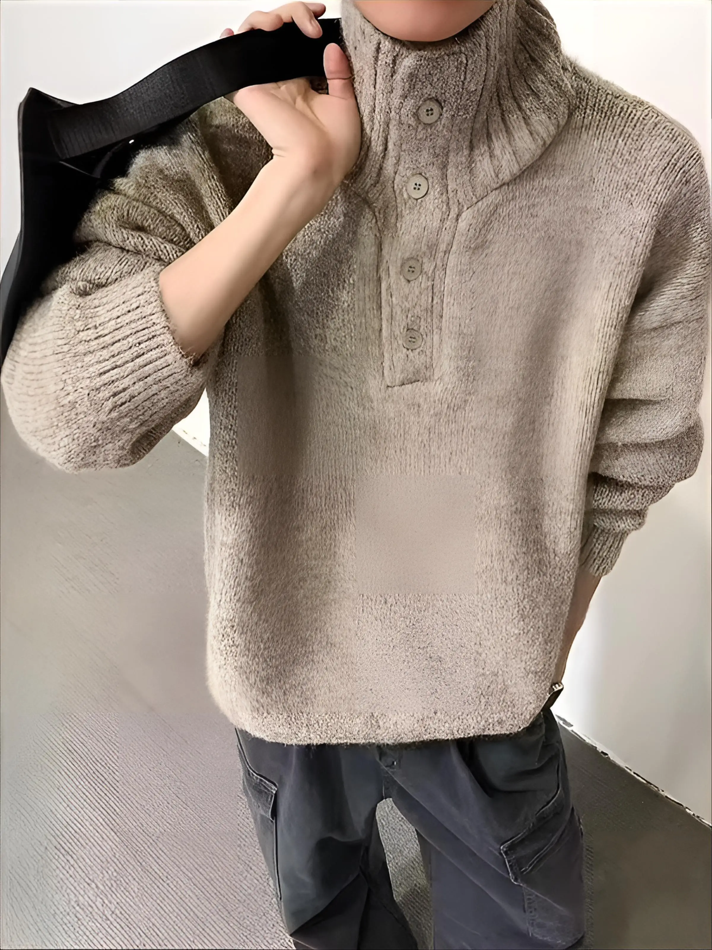 

Мужские пуловеры с меховым воротником, зеленые или синие, с обратными складками на спине, в стиле байкерской культуры, для городской жизни, эластичные, легкие, для активного движения, базовые.