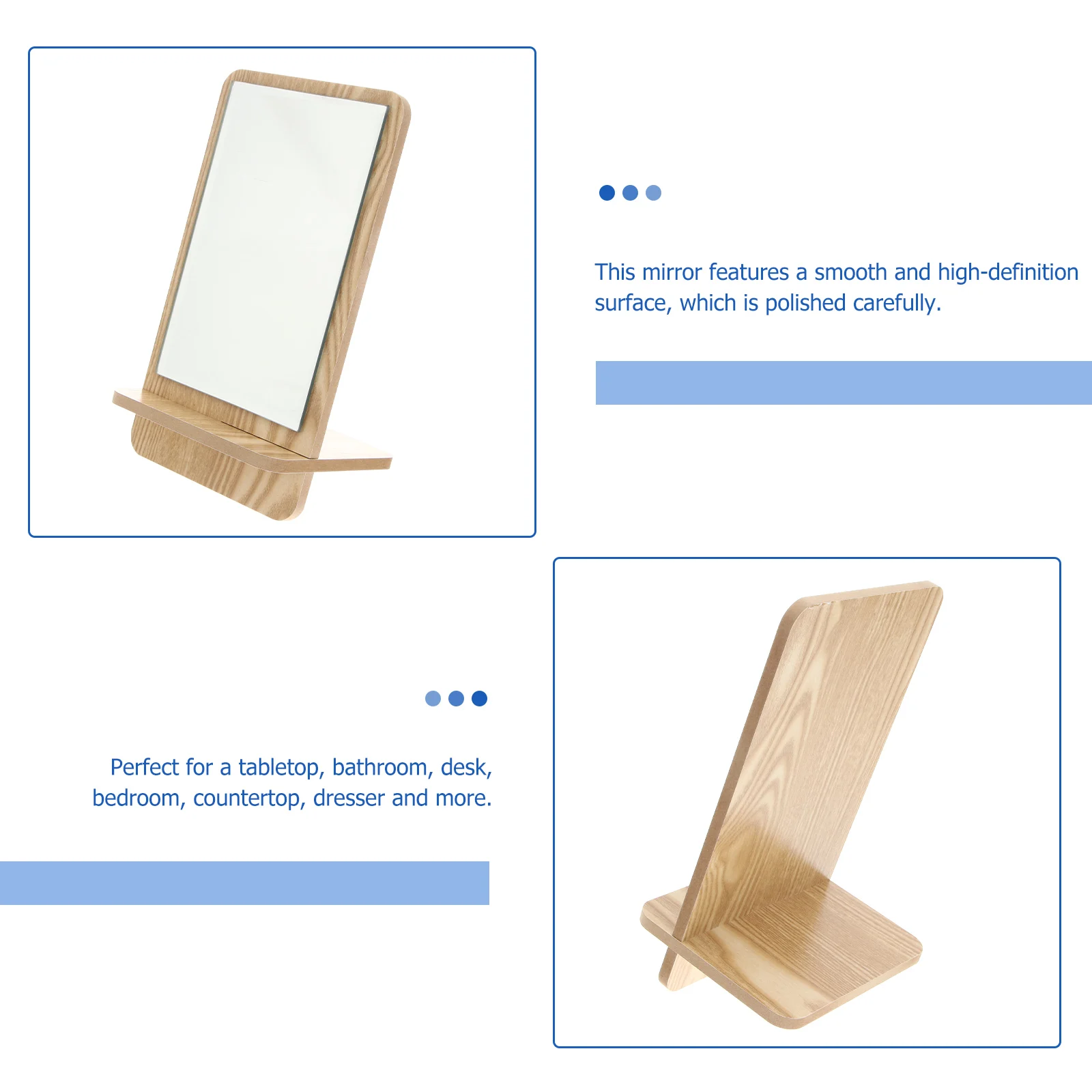 

Wooden Mirror Definition Easy Maintenance Desktop Table Makeup Mirror Beauty Tool Assembled