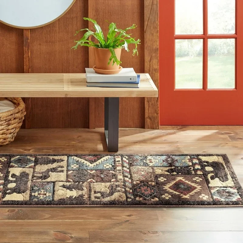 

Bear Area Rug, 1'10"x6'10", Brown/ Red, Rectangular