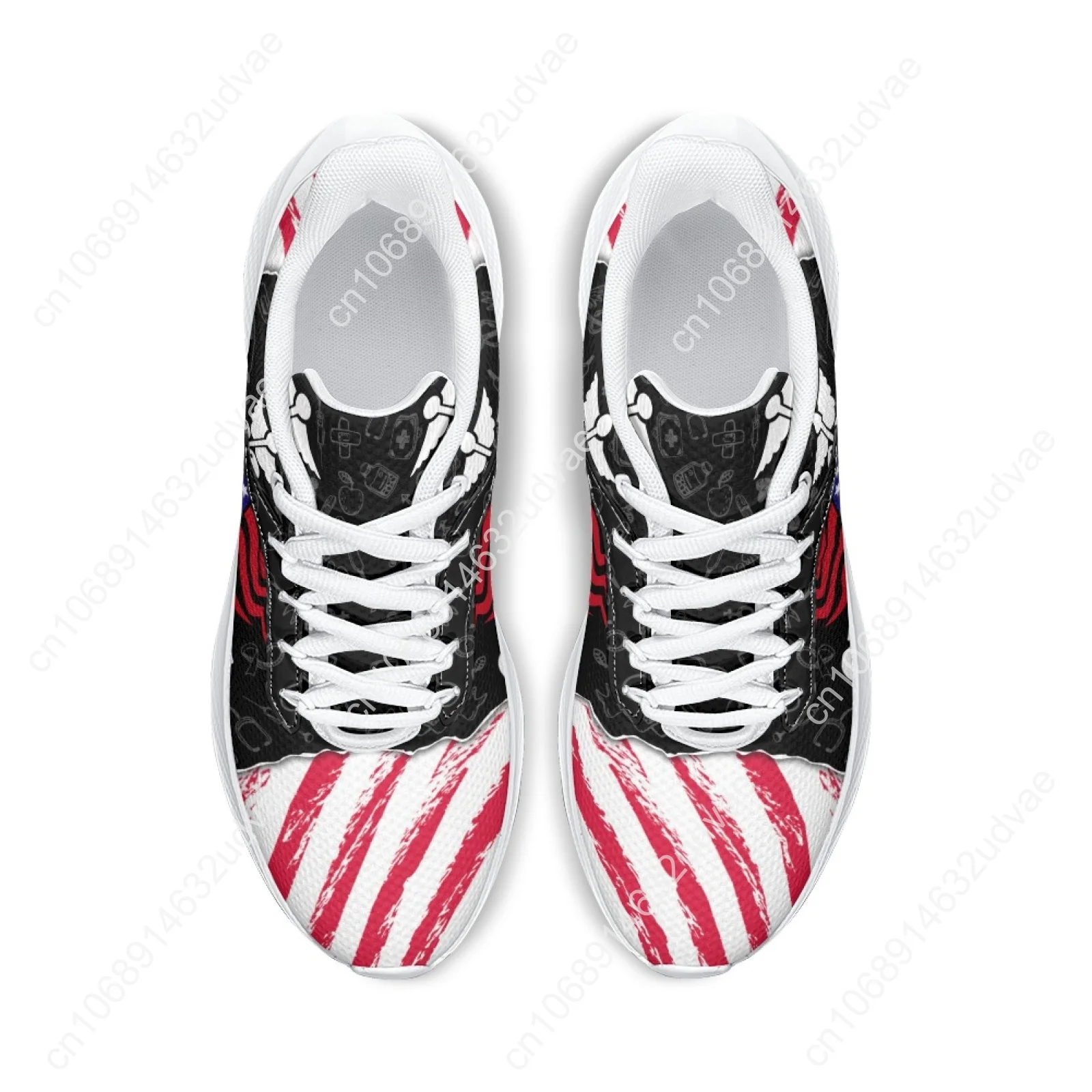 American Flag Running Shoes CNA Flag Printed Cartoon Medical Nurse Shoes Girls' Casual Fitness Sneakers Footwear
