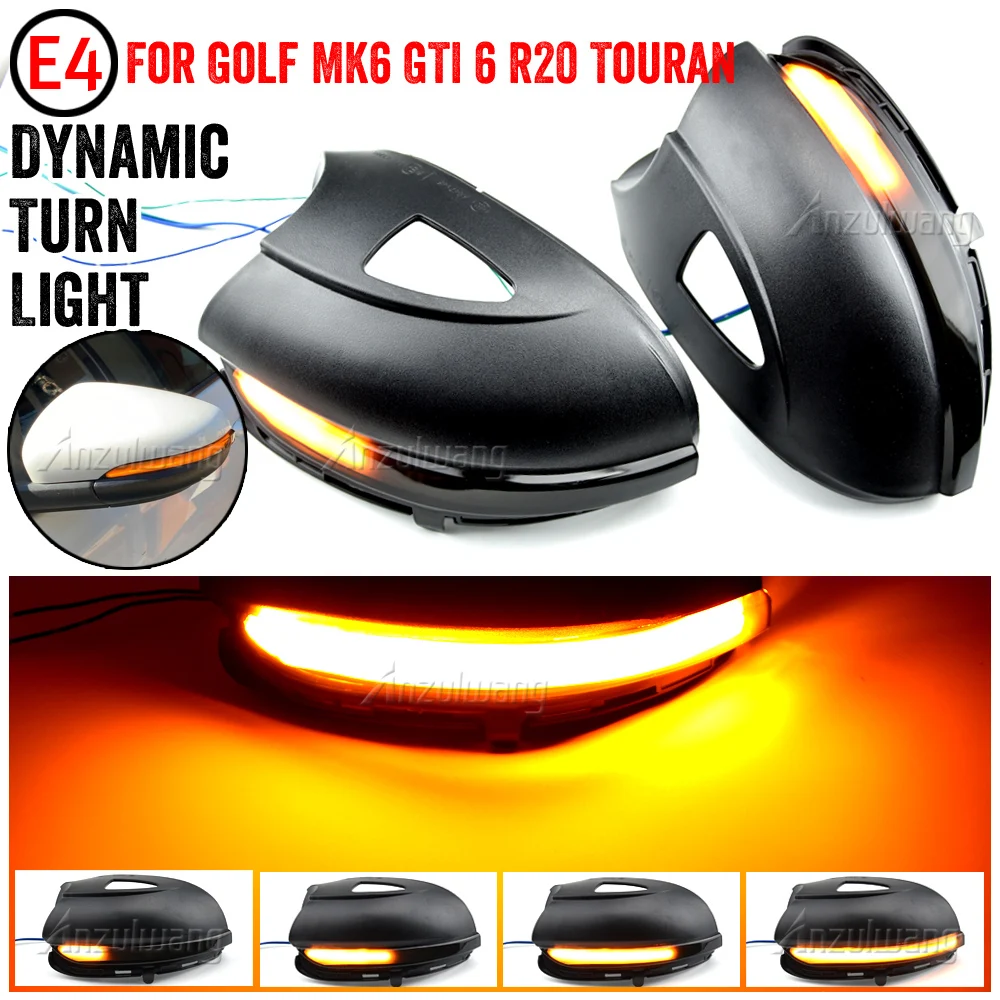 Turn Signal LED Dynamic Side Mirror Flashing Indicator Light Sequentially For VW Volkswagen Golf 6 MK6 GTI R20 2008-2014