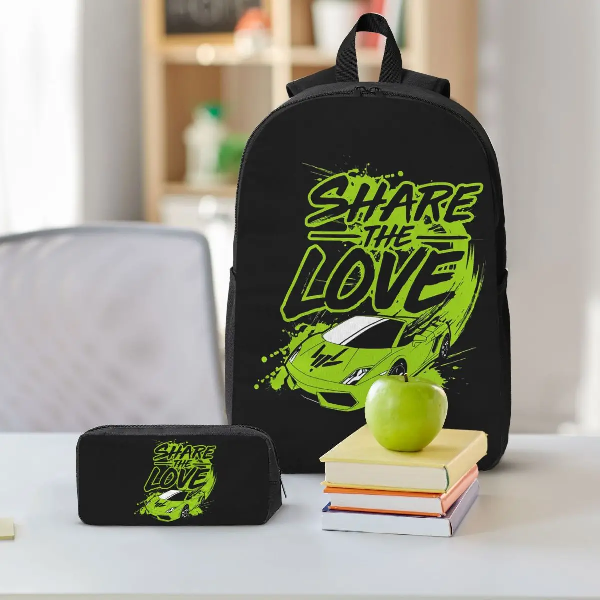 Youth Share The Love Backpack Student Boys Girls BookBag School Bag Computer Shoulder Bags 3ps Insulated Lunch Bag Pencil Case