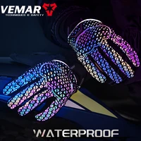 Guantes de motociclismo para hombre y mujer, cálidos, a prueba de caídas, a prueba de viento, coloridos, reflectantes, para pantalla táctil, Otoño e Invierno