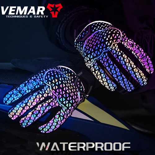 Guantes de motociclismo para hombre y mujer, cálidos, a prueba de caídas, a prueba de viento, coloridos, reflectantes, para pantalla táctil, Otoño e Invierno