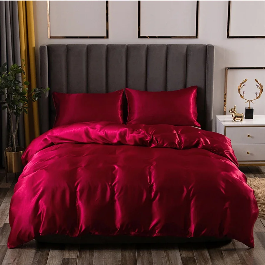 Nordic satin rayon duvet cover 2 people room luxury double bed 220x240 quilt cover bedding set twin full queen king size