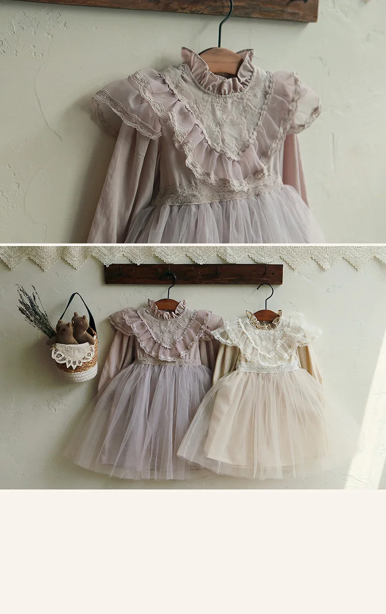 Robe de princesse en maille épissée pour enfants, vêtements pour tout-petits, mignon, épaissi, bébé fille