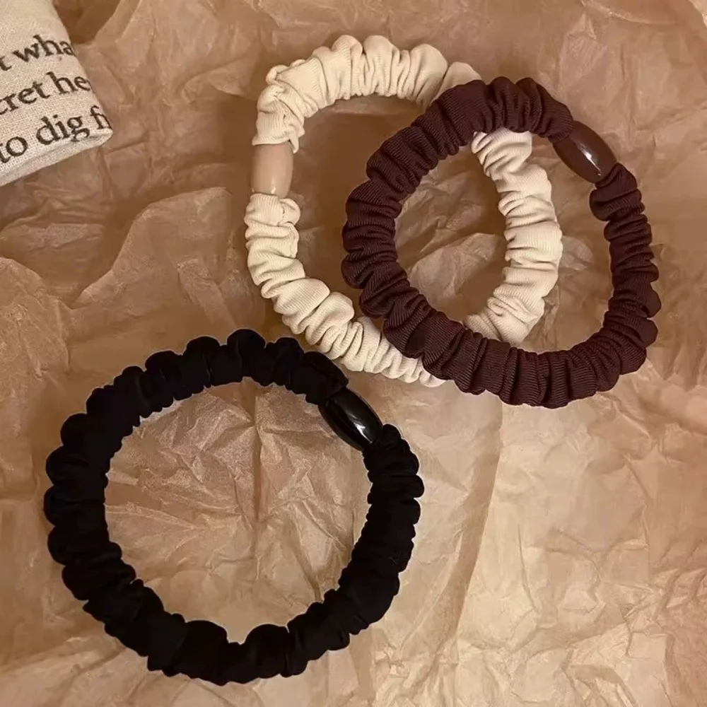 High Elasticity Pleated Small Intestine Hair Ropes Basic Solid Color Ponytail Rubber Bands Daily Wear Women Hair Accessories ﻿
