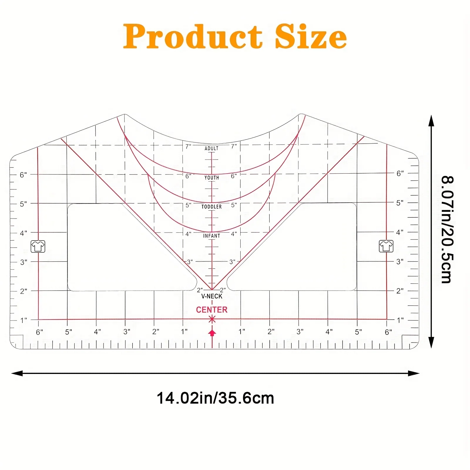

Линейка-шаблон для футболок, инструмент для выравнивания, измерительная линейка для рукоделия, прозрачная круглая ПВХ-линейка для шитья, разработки дизайна одежды (спереди и сзади)
