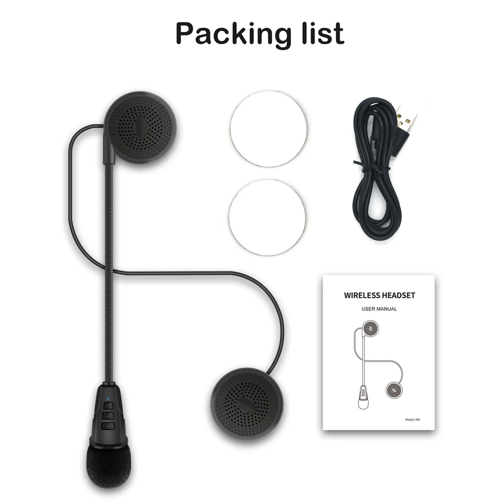 Bluetooth-compatible Helmet Headset Handsfree Wireless Motorcycle Headphone Removable Portable Music Play Earbuds