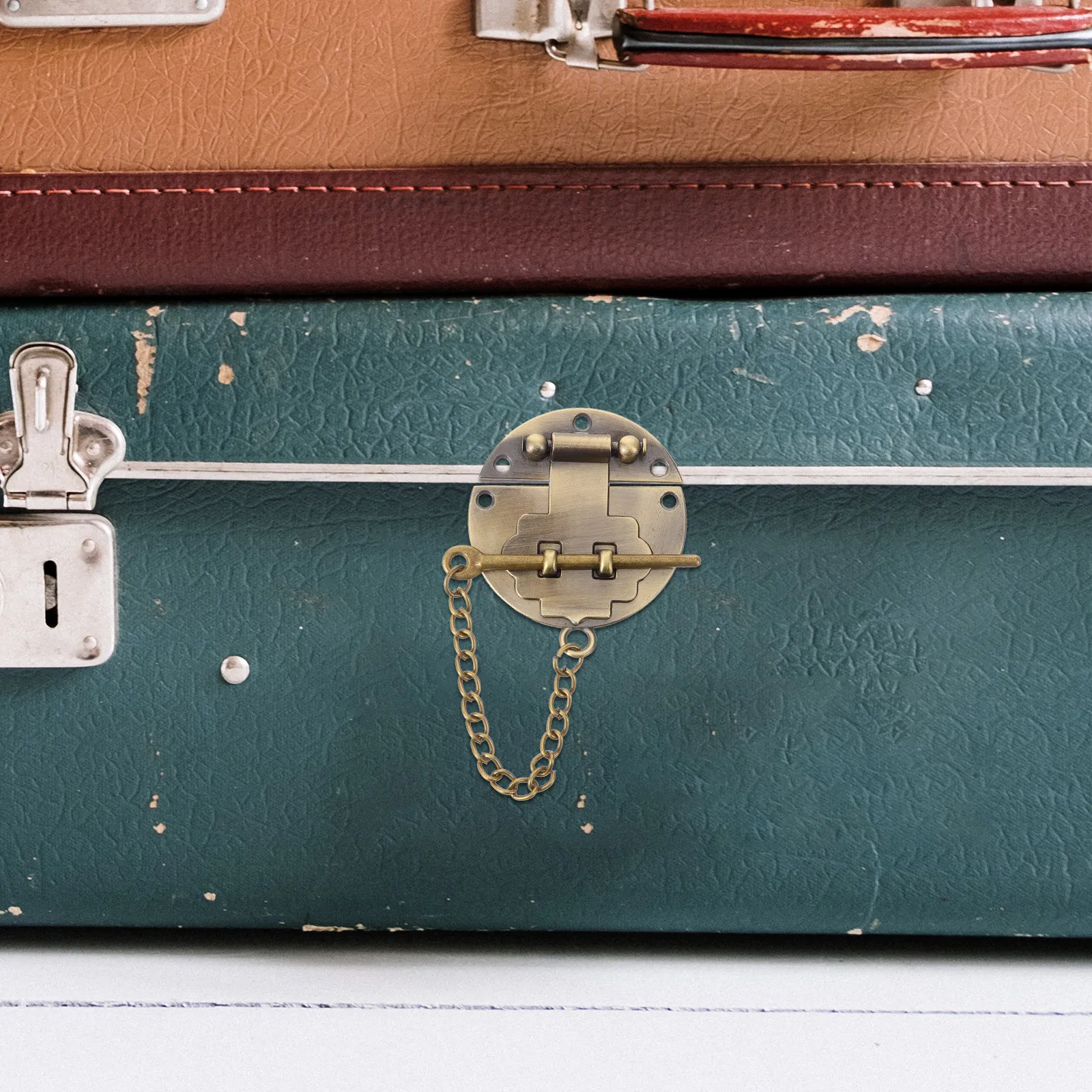 Vintage Jewelry Box Metal Clasp Lock Retro Design Small Hasp Buckle Chain Decorative Gift Small Latch