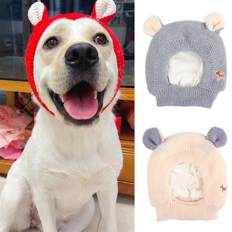 Quality Hight Knit Pet Cap Hat for Medium Large Dogs Winter Warm Big Dog Headwear Headgear French Bulldog Costume Accessories