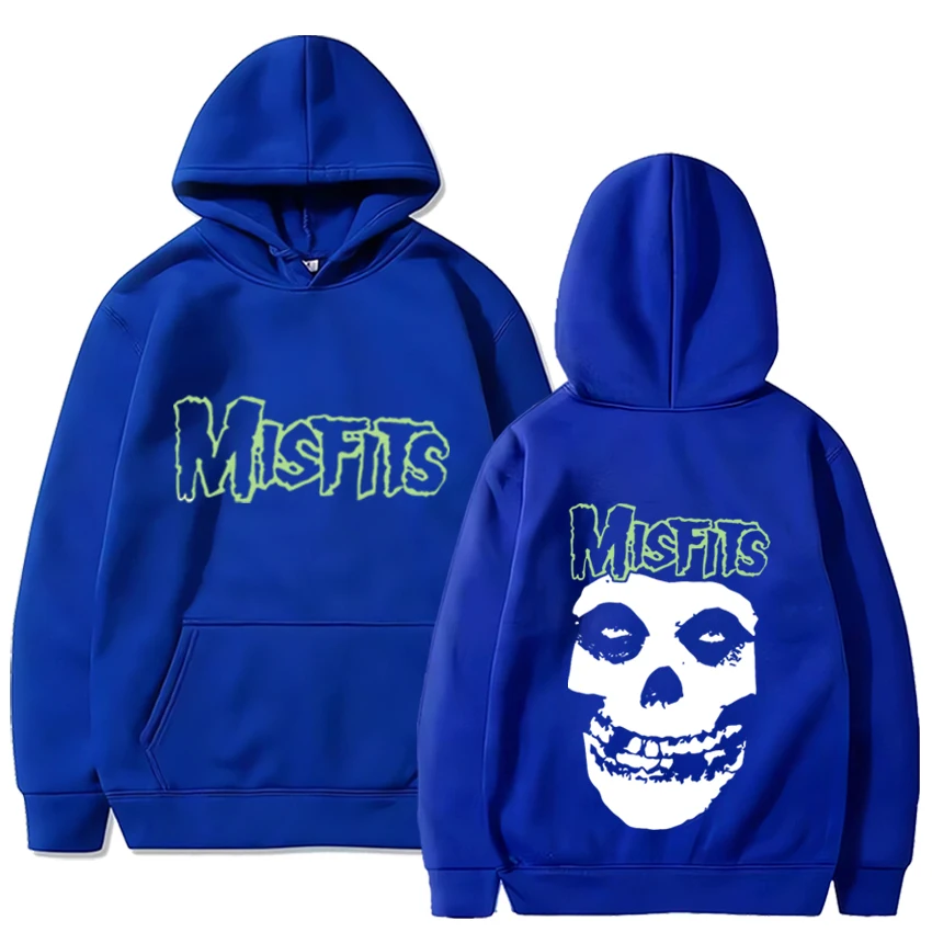 Horror Punk Misfits Skull Graphic Print Hoodie Gothic Harajuku Hoodies Fleece Cotton Clothes Women Men Rock Sweatshirt Pullover