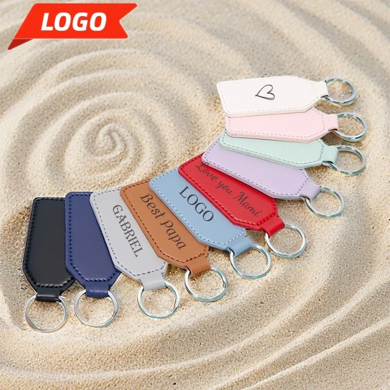 Print LOGO Name Number Key Chain Holder Custom Leather Keychain PU Laser Engrave Personalized Luggage Lover’s Day Activity Gift