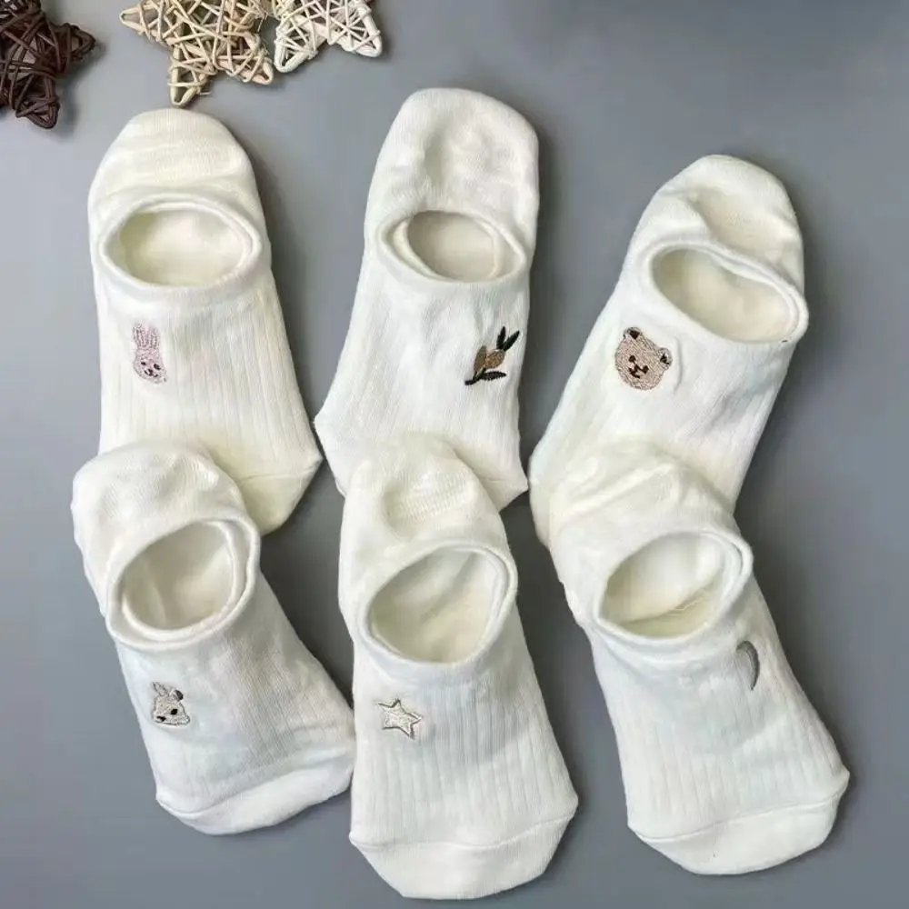 

10Pairs Flower Animal Thin Boat Socks Non-slip Breathable Sweet Short Socks Hosiery Cartoon Summer Invisible Socks Summer