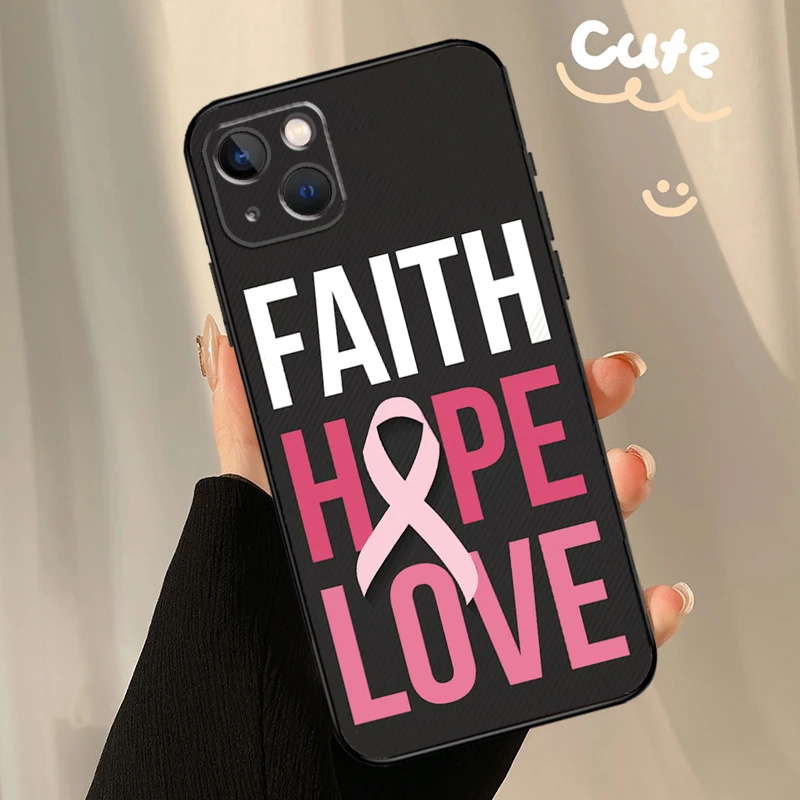 Breast Cancer Awareness Phone Case For iPhone  XR X XS Max Plus 12 13 Mini 11 12 13 14 15 16 Pro Max Cover