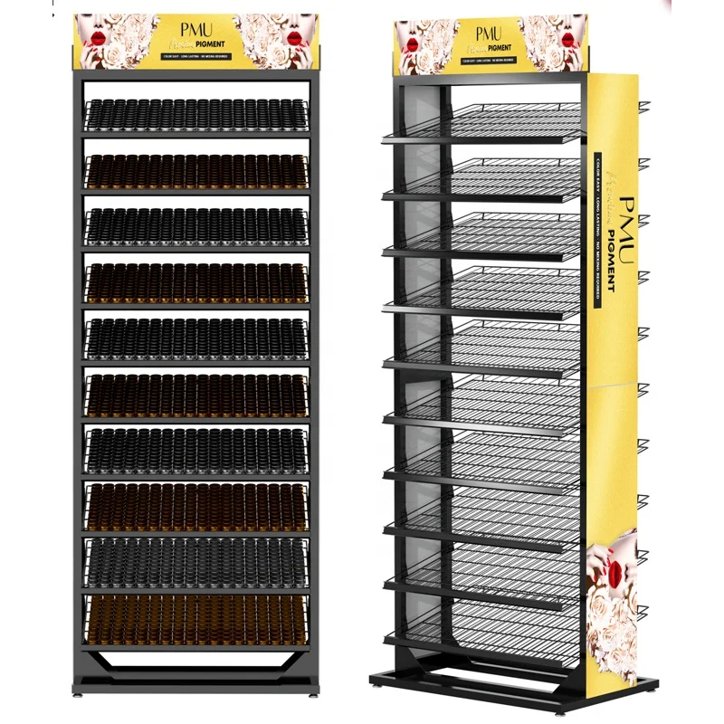 Fabryczny stojak do makijażu OEM Metalowy akrylowy stojak na lakier do paznokci w proszku Stojaki montowane na ścianie do salonu paznokci