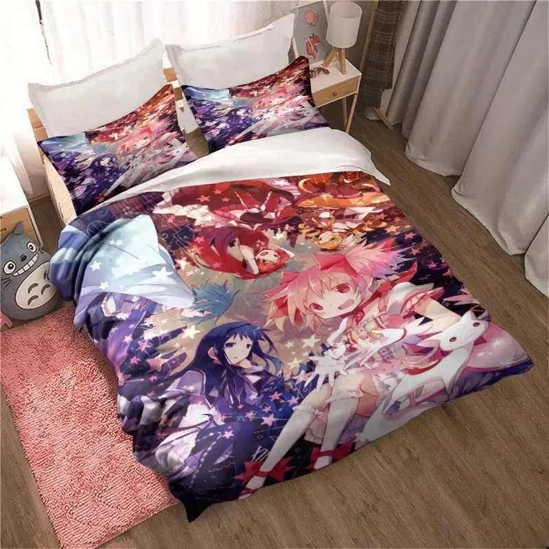 Cartoon Puella Magi Madoka Magica Bedding Set Sheet King Twin Double Child Mircofiber Polyester Duvet Cover Sets