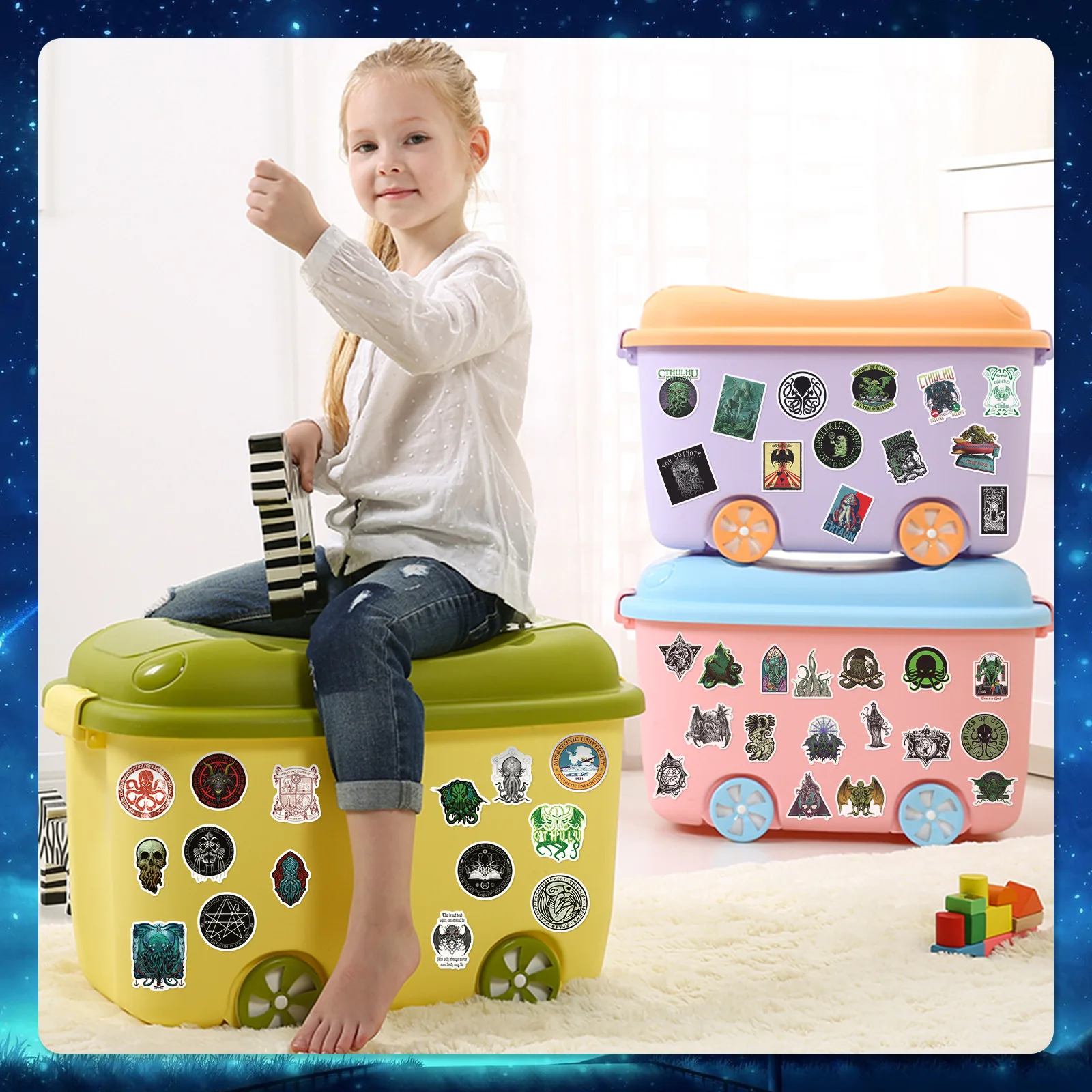 50pcs Cthulhu Stickers Skull Horror Terro Series Suitcase Mobile Phone Waterproof Stickers