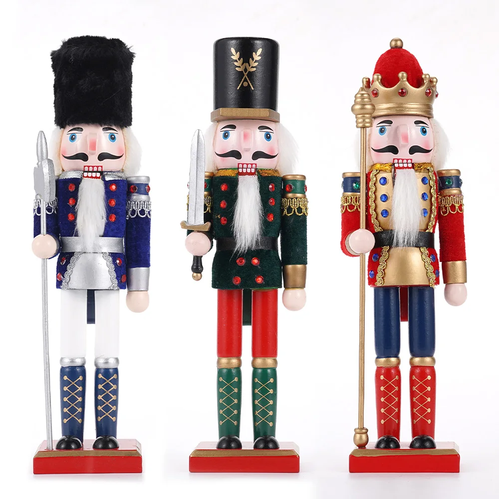 1/3pcs new European cloth Nutcracker puppet 30CM for home Christmas children's gift table decoration Green blue Mahogany