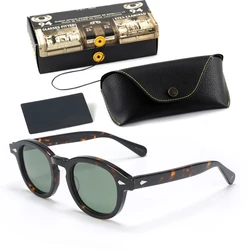 Lunettes de soleil de style Johnny Depp LemRish pour hommes et femmes avec boîte et étui, lunettes de soleil vintage bleu clair, créateur de marque, UV400 Oculos