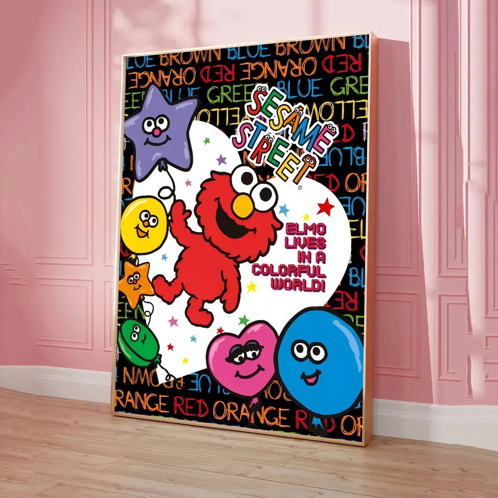 S-Sesame S-Street Movie Sticky Poster Sticky Posters Retro Kraft Paper Sticker DIY Room Bar Cafe Aesthetic Art Wall Painting